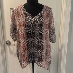 cabi Short Sleeve Blouse, #240, S, EUC, Pink/Black